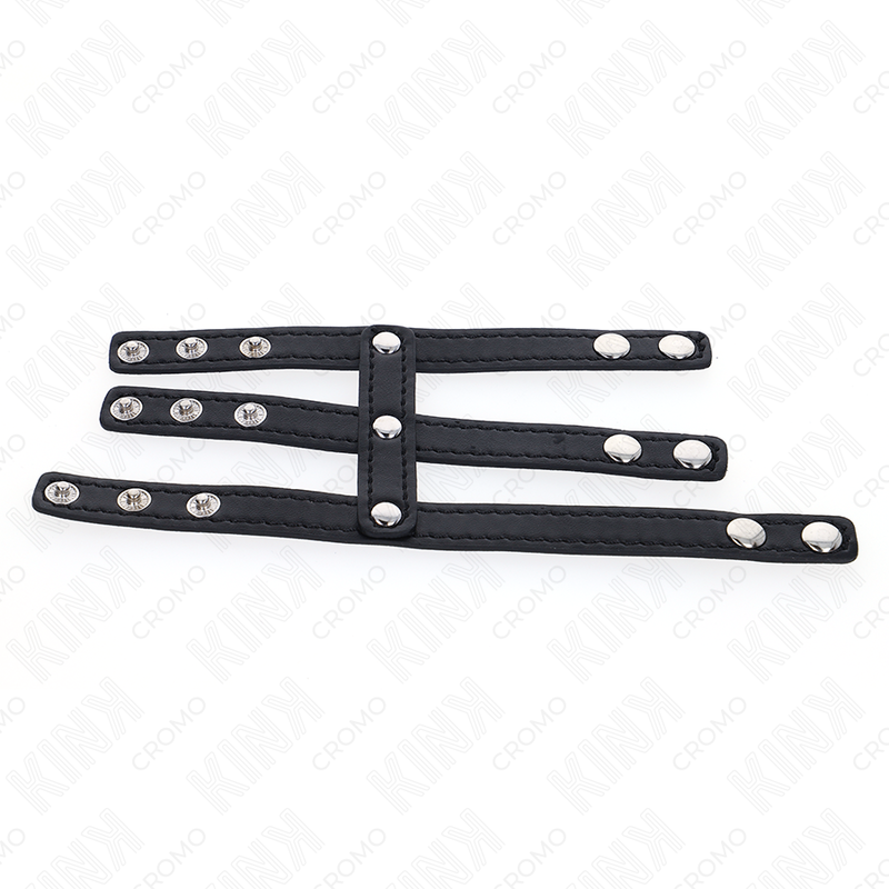 Anneau pénien triple en cuir à fermeture pression — KINK RING POWER