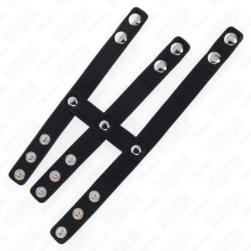 Anneau pénien triple en cuir à fermeture pression — KINK RING POWER