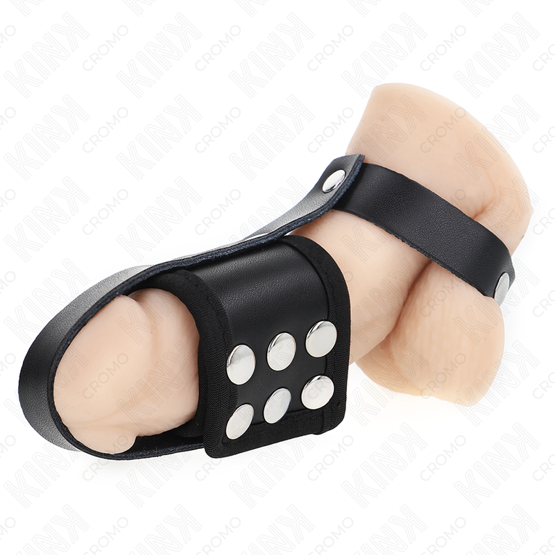 Anneau de cage en cuir réglable avec séparateur testiculaire — KINK RING POWER
