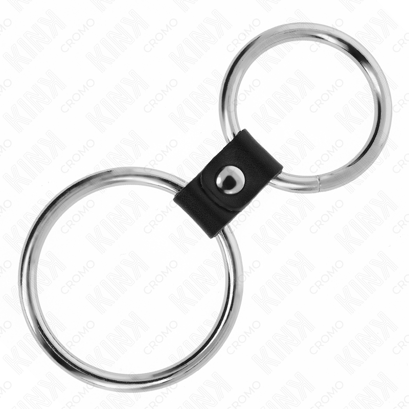 Double Metal Penis Ring with Leather Strap — KINK RING POWER