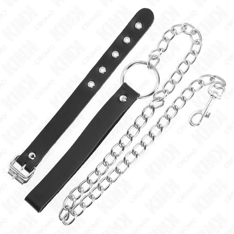 Anneau pénien en cuir avec sangle et chaîne métallique — KINK RING POWER