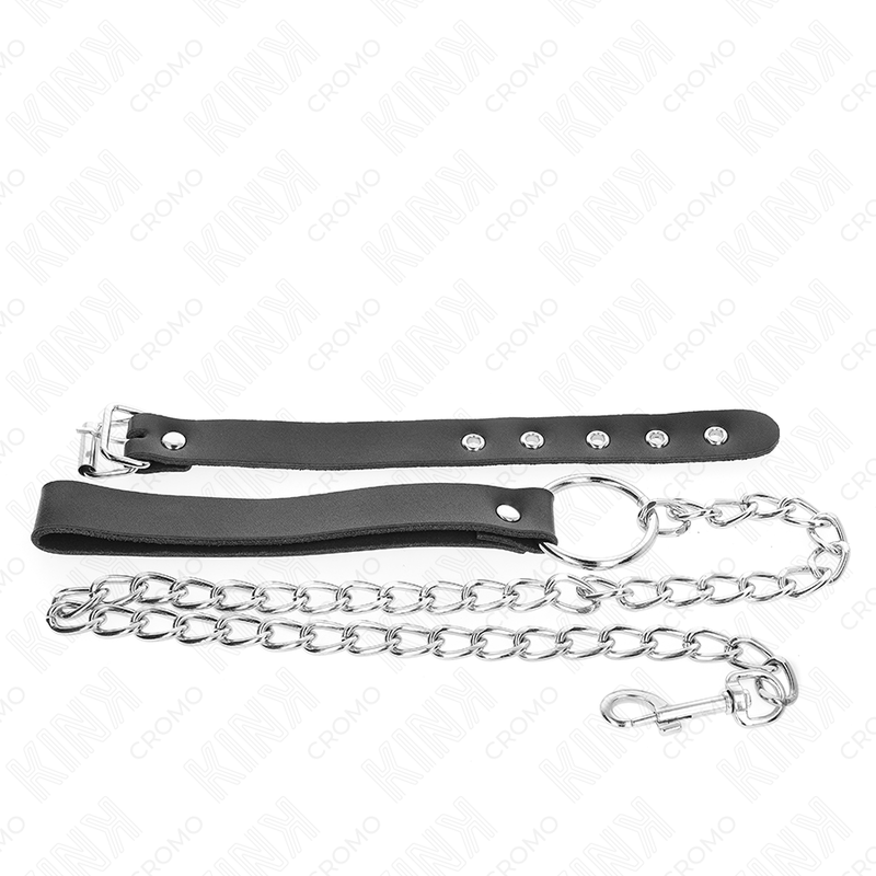 Anneau pénien en cuir avec sangle et chaîne métallique — KINK RING POWER