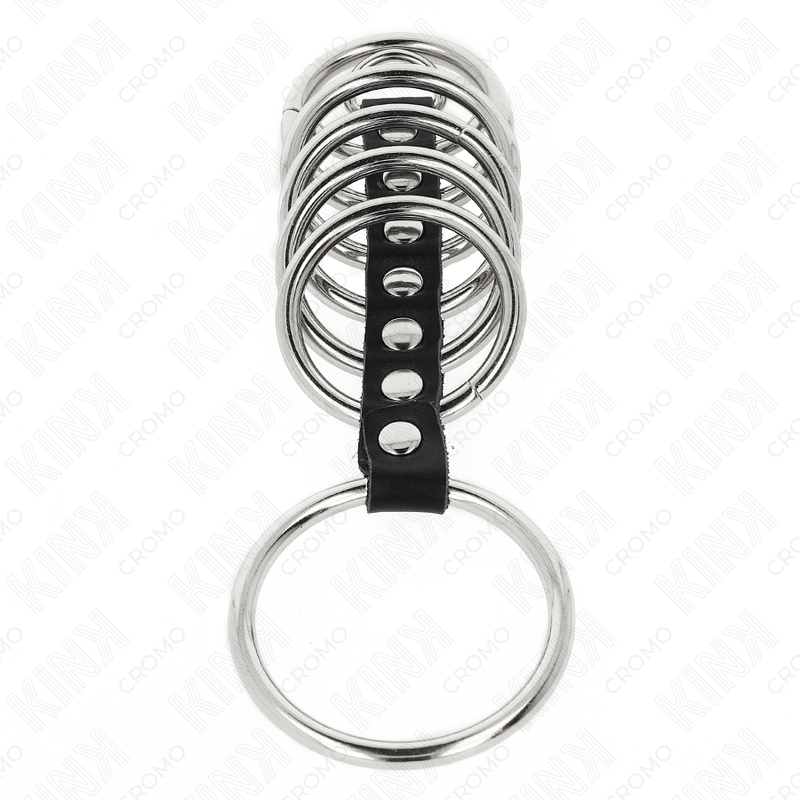 Set de 7 anneaux métal et cuir connectés — KINK RING POWER