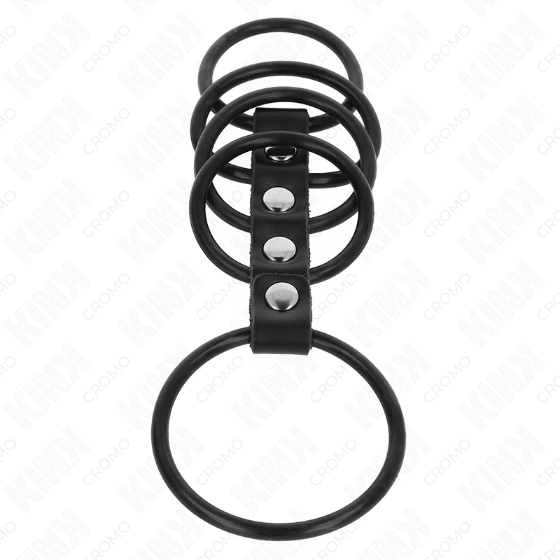 Set de 5 anneaux péniens en silicone avec lien en cuir — KINK RING POWER