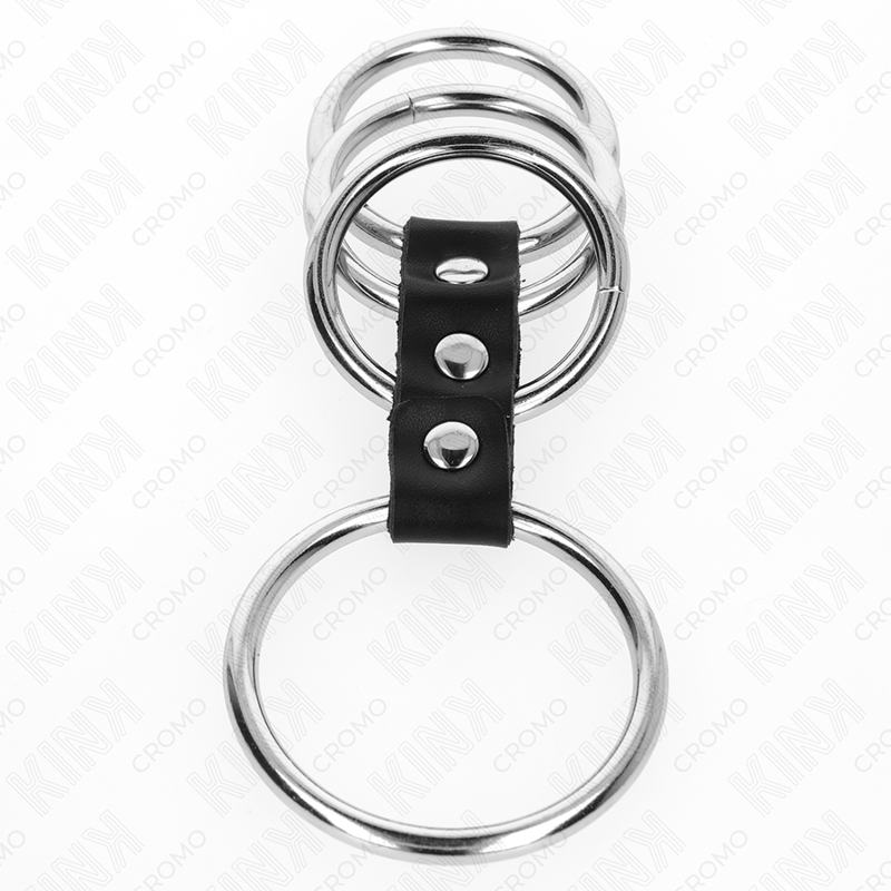 Anneaux pénis en métal réglables avec connectique en cuir — KINK RING POWER