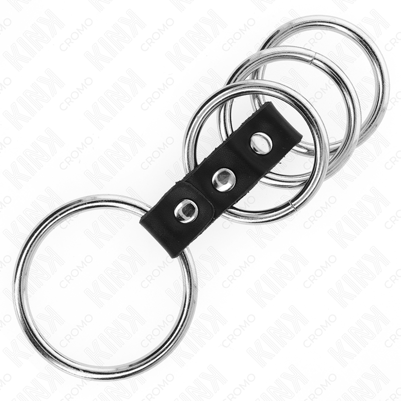 Anneaux pénis en métal réglables avec connectique en cuir — KINK RING POWER