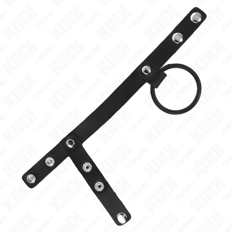 Anel peniano em silicone com separador de testículos e alça de couro — KINK RING POWER