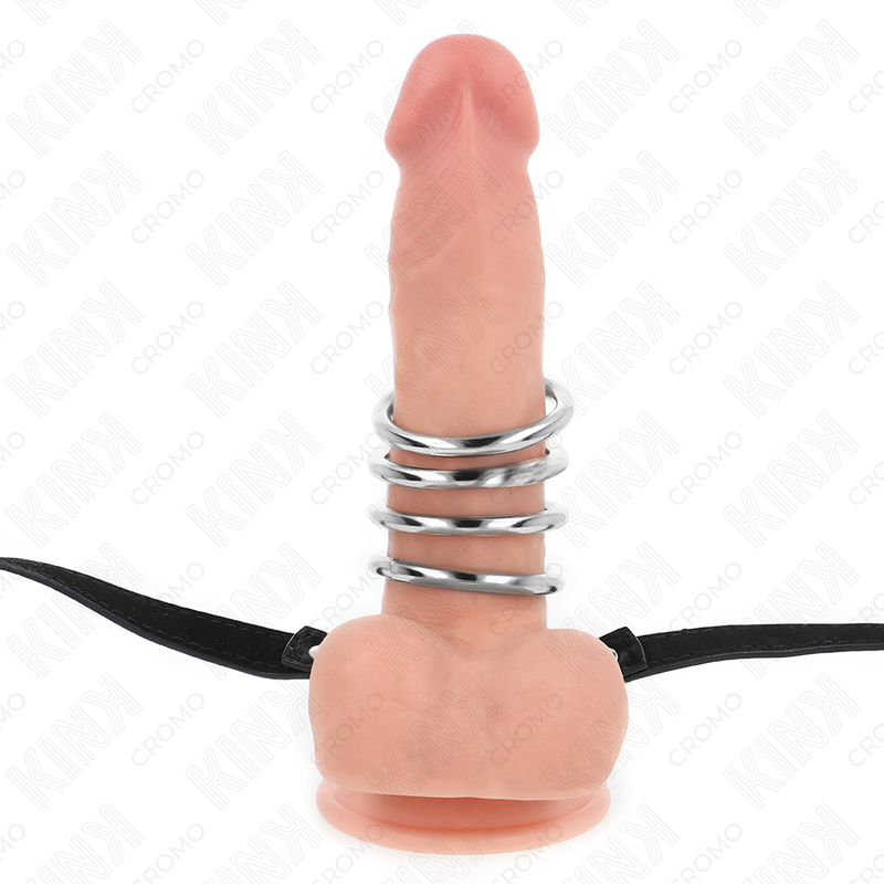 5 verstellbare Metallringe mit Leder-Gürtel — KINK RING POWER