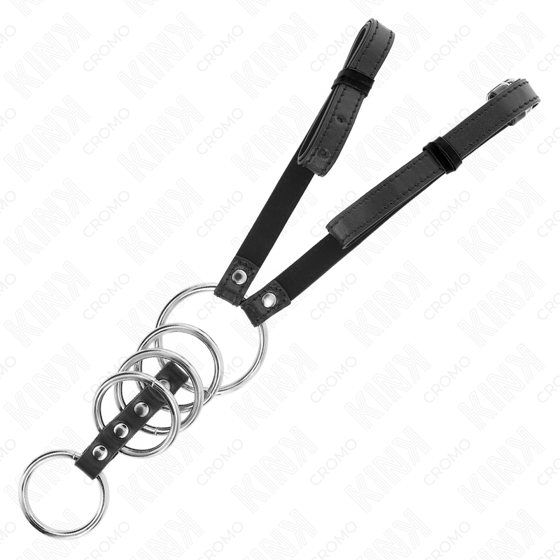 5 verstellbare Metallringe mit Leder-Gürtel — KINK RING POWER
