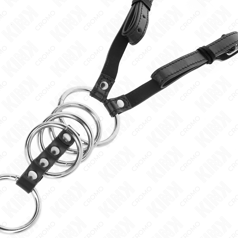 5 verstellbare Metallringe mit Leder-Gürtel — KINK RING POWER