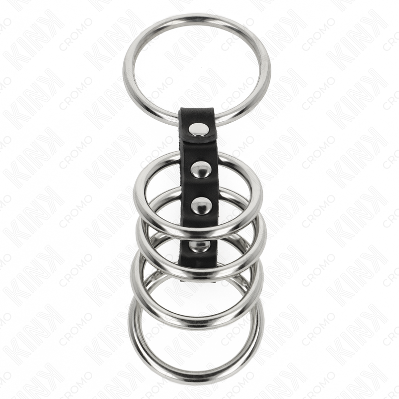 Conjunto de 5 anéis penianos de metal e couro ajustáveis — KINK RING POWER