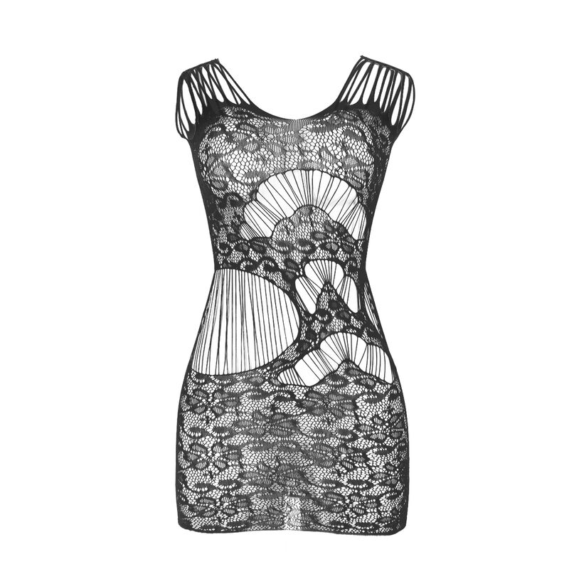 Robe longue dos ouvert en résille noire — SUBBLIME DRESSES