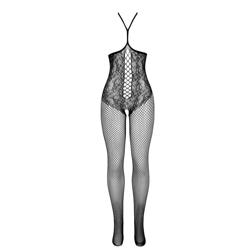 Body résille ouvert poitrine dénudée col licou noir — SUBBLIME BODYSTOCKINGS
