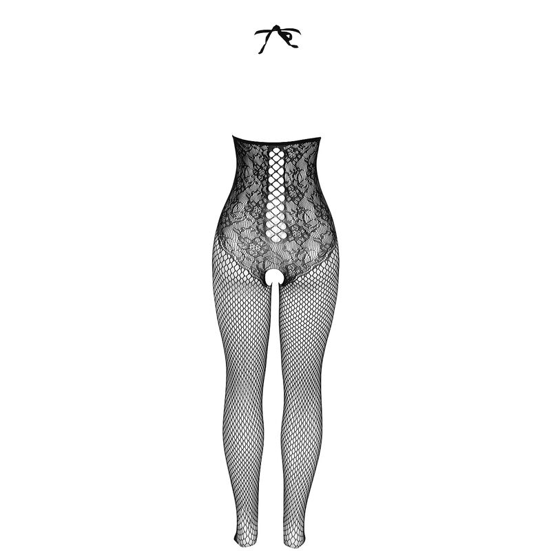 Body résille ouvert poitrine dénudée col licou noir — SUBBLIME BODYSTOCKINGS