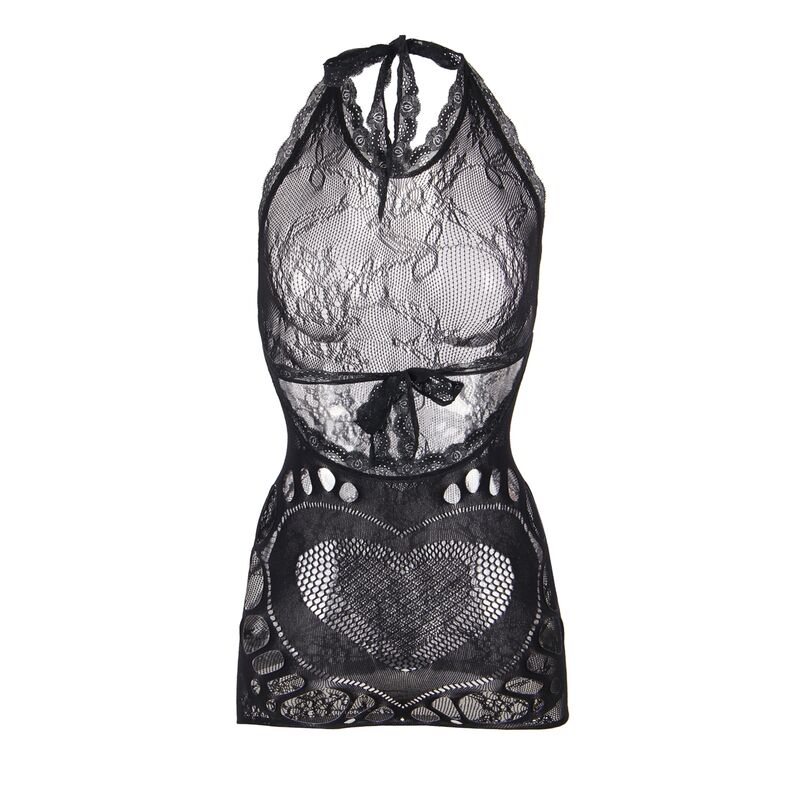 Vestido curto em renda preta com detalhe de coração nas costas — SUBBLIME DRESSES