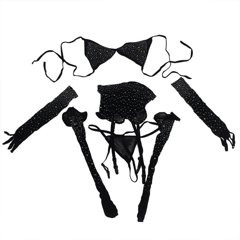 Body en résille sexy avec gants et détails diamants — SUBBLIME BODYSTOCKINGS
