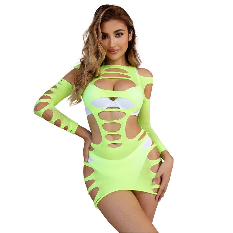 Body résille vert manches longues — SUBBLIME DRESSES