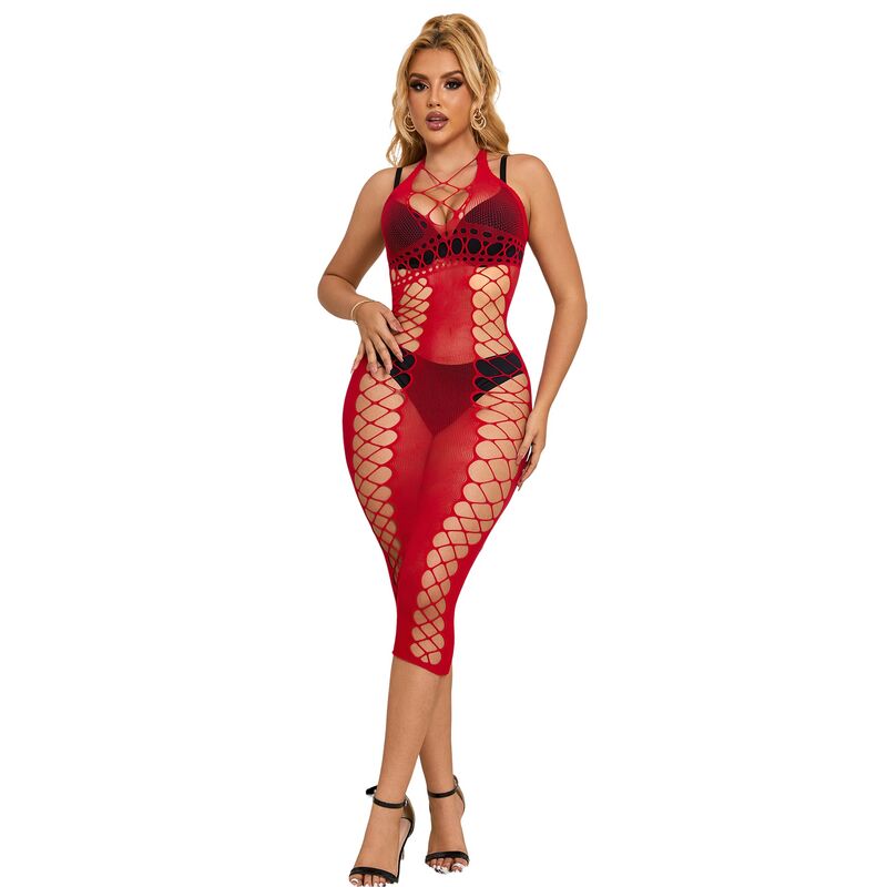 Robe longue résille rouge — SUBBLIME DRESSES