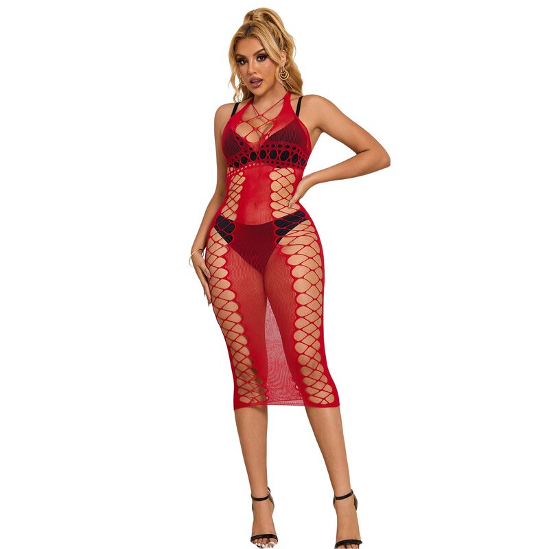 Robe longue résille rouge — SUBBLIME DRESSES