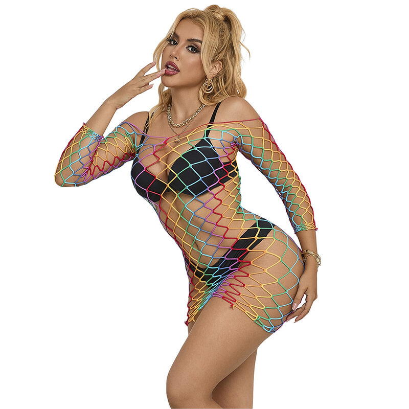 Robe résille manches longues arc-en-ciel — SUBBLIME DRESSES