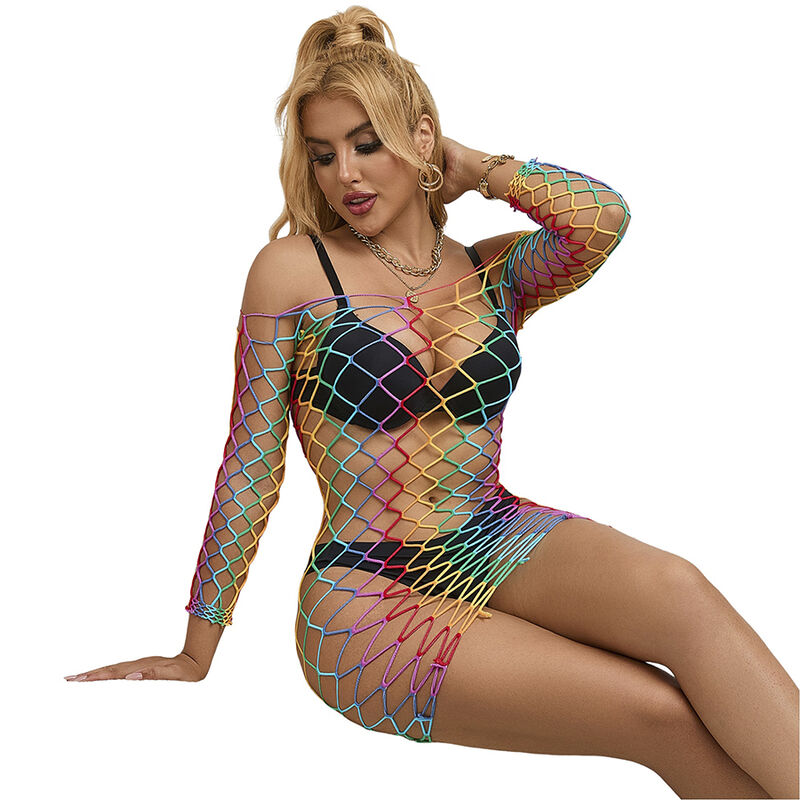 Robe résille manches longues arc-en-ciel — SUBBLIME DRESSES