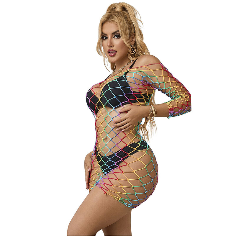 Robe résille manches longues arc-en-ciel — SUBBLIME DRESSES