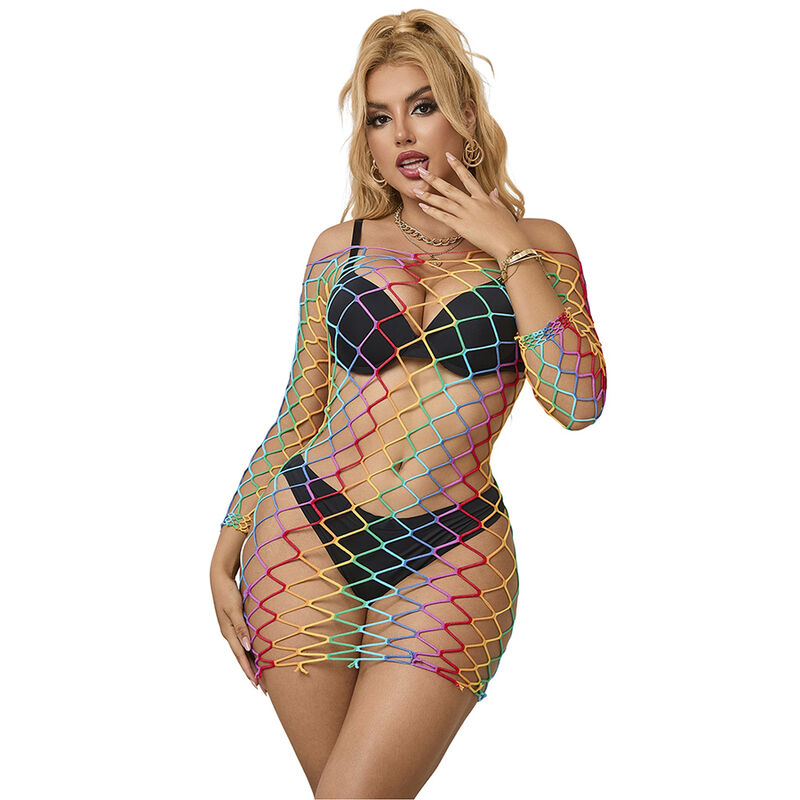 Robe résille manches longues arc-en-ciel — SUBBLIME DRESSES