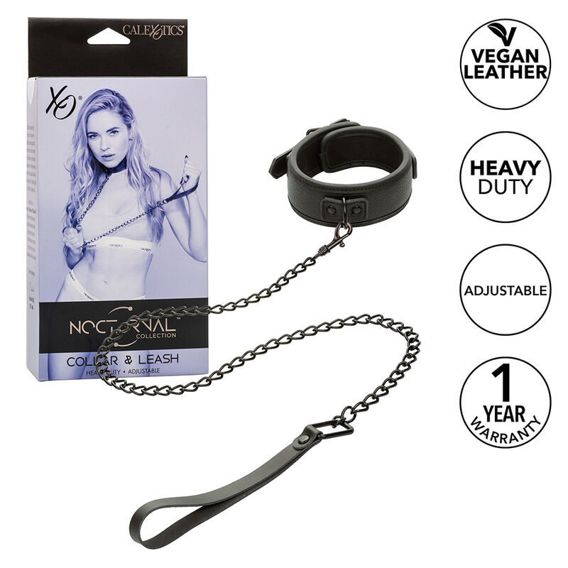 Collier et laisse Nocturnal en cuir réglable — CALEXOTICS