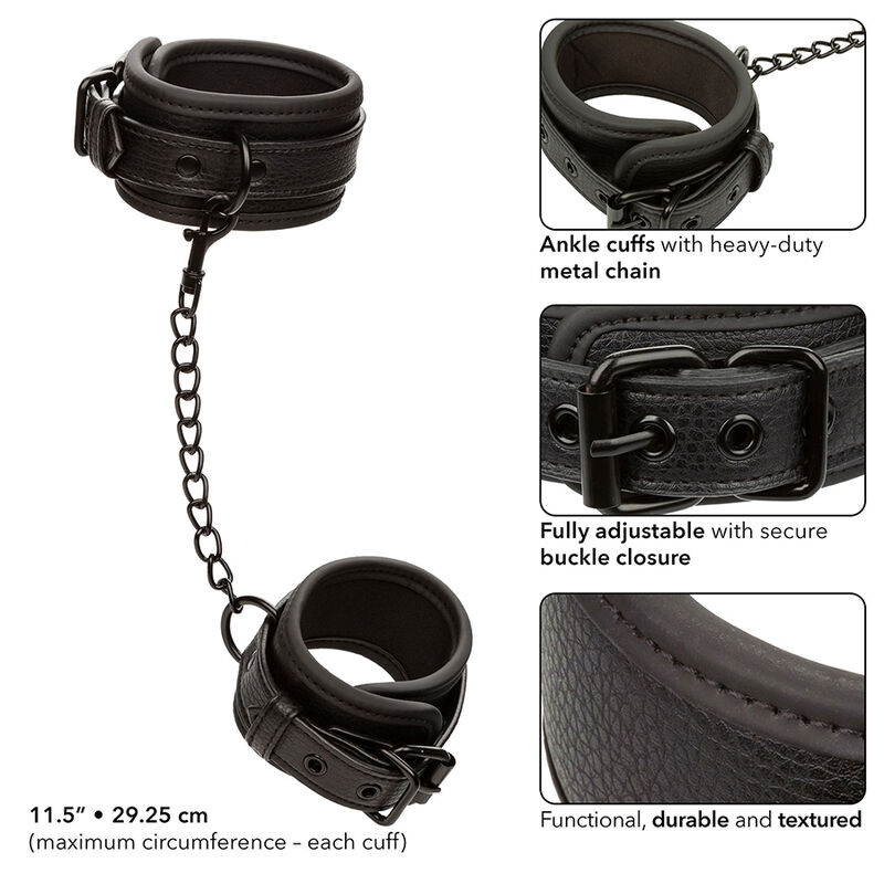 Menottes de cheville réglables en cuir noir — CALEXOTICS