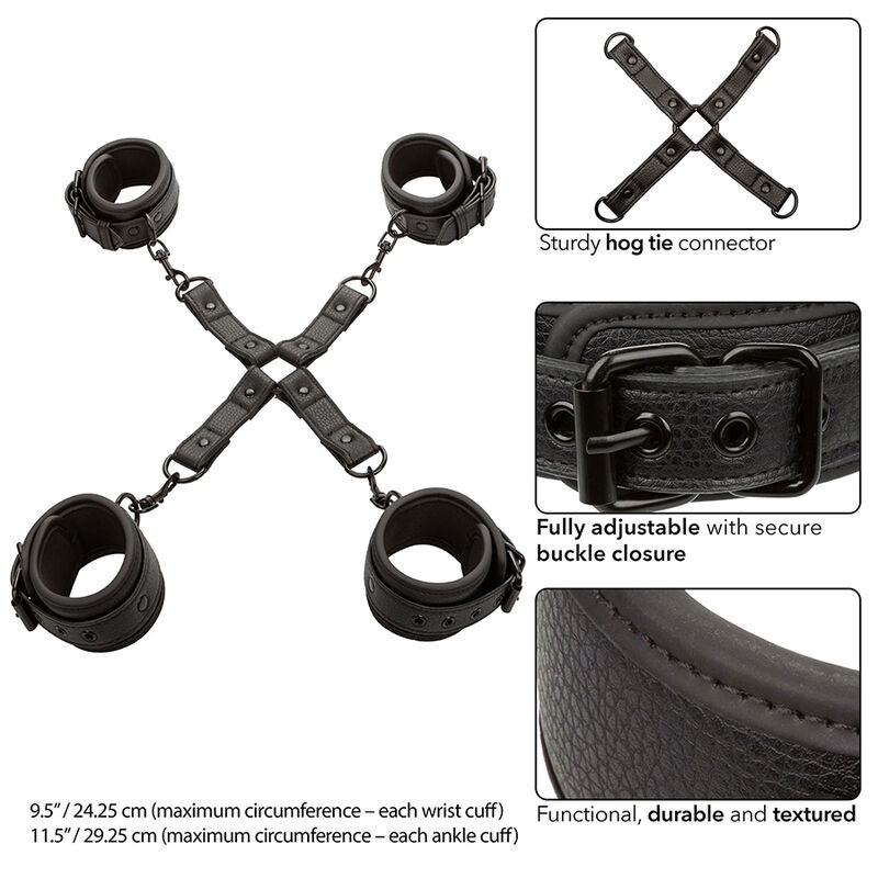 Hog Tie réglable avec connecteur, noir — CALEXOTICS