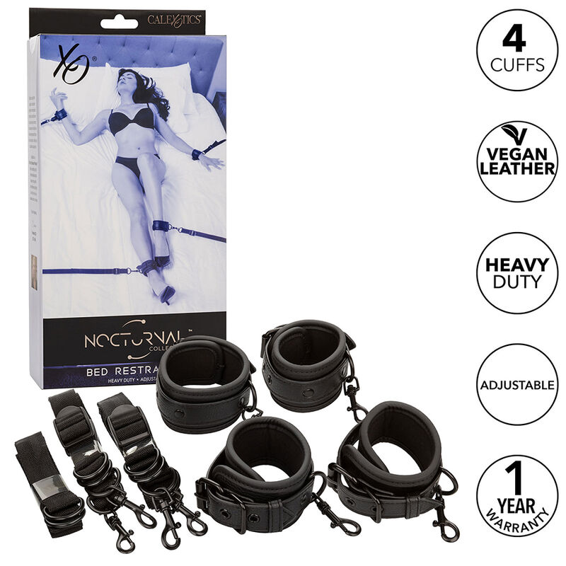 Ceinture de lit réglable Nocturnal en cuir noir — CALEXOTICS