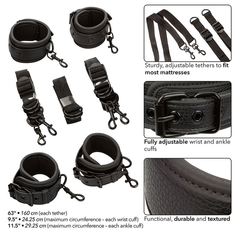 Ceinture de lit réglable Nocturnal en cuir noir — CALEXOTICS