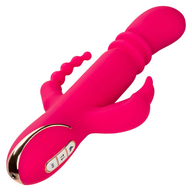 Triple vibrateur chauffant lapin rose — CALEXOTICS