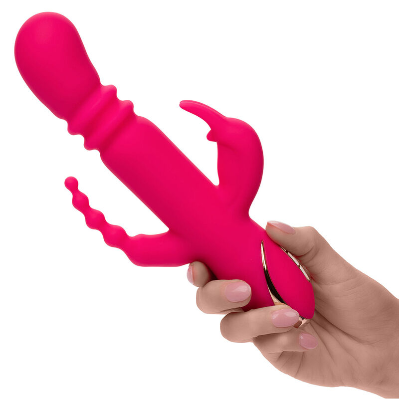 Triple vibrateur chauffant lapin rose — CALEXOTICS