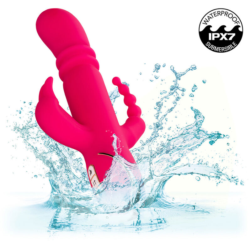 Triple vibrateur chauffant lapin rose — CALEXOTICS
