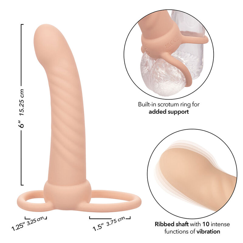 Estimulador doble vibrante nervado recargable — CALEXOTICS