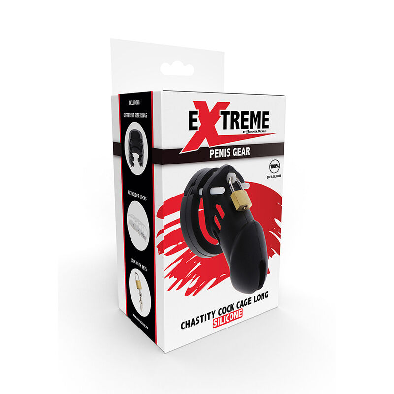 Cage de chasteté en silicone taille L noire — HIDDEN DESIRE