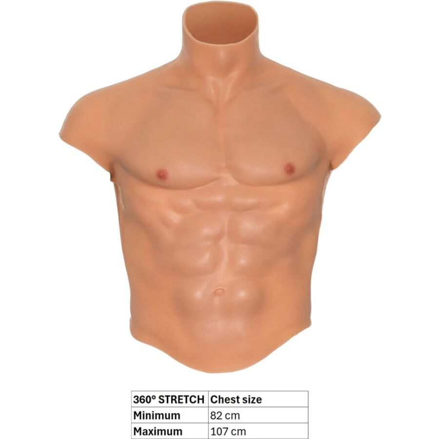 Camiseta torso masculino de silicona con abdominales esculpidos — HIDDEN DESIRE