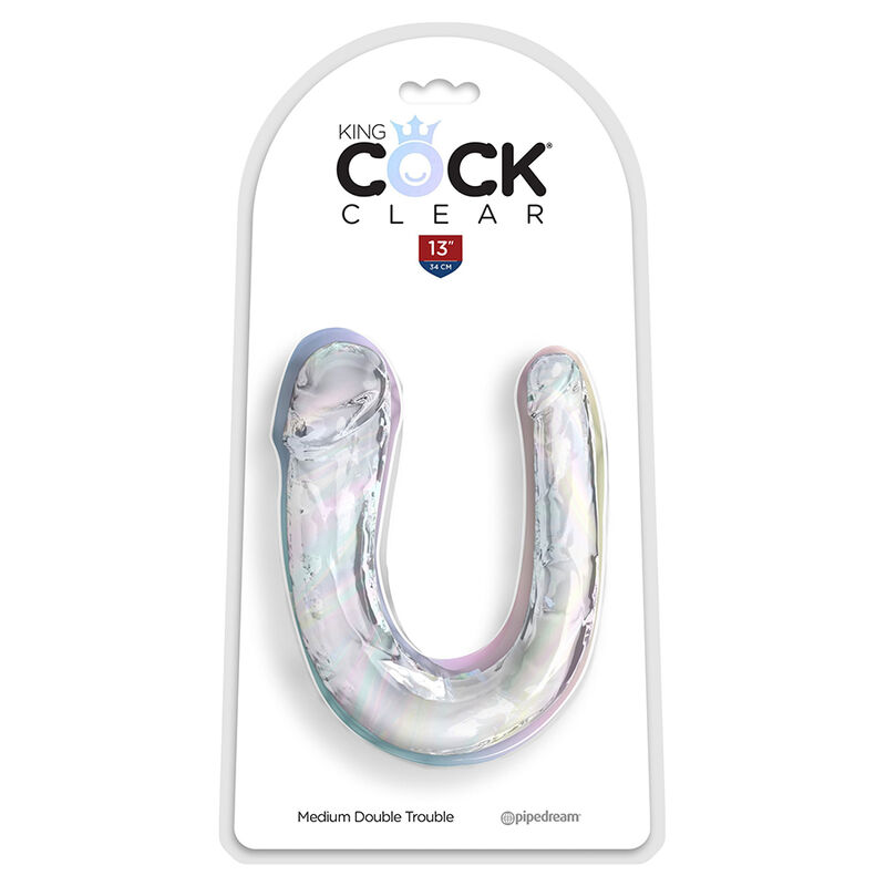 Double gode réaliste transparent 33 cm — KING COCK