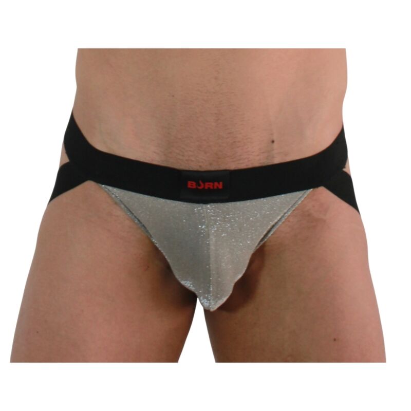 Jockstrap bicolore beige brillant et noir — BURN