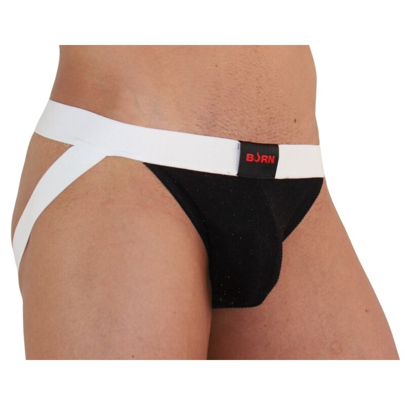 Jockstrap noir brillant et blanc — BURN