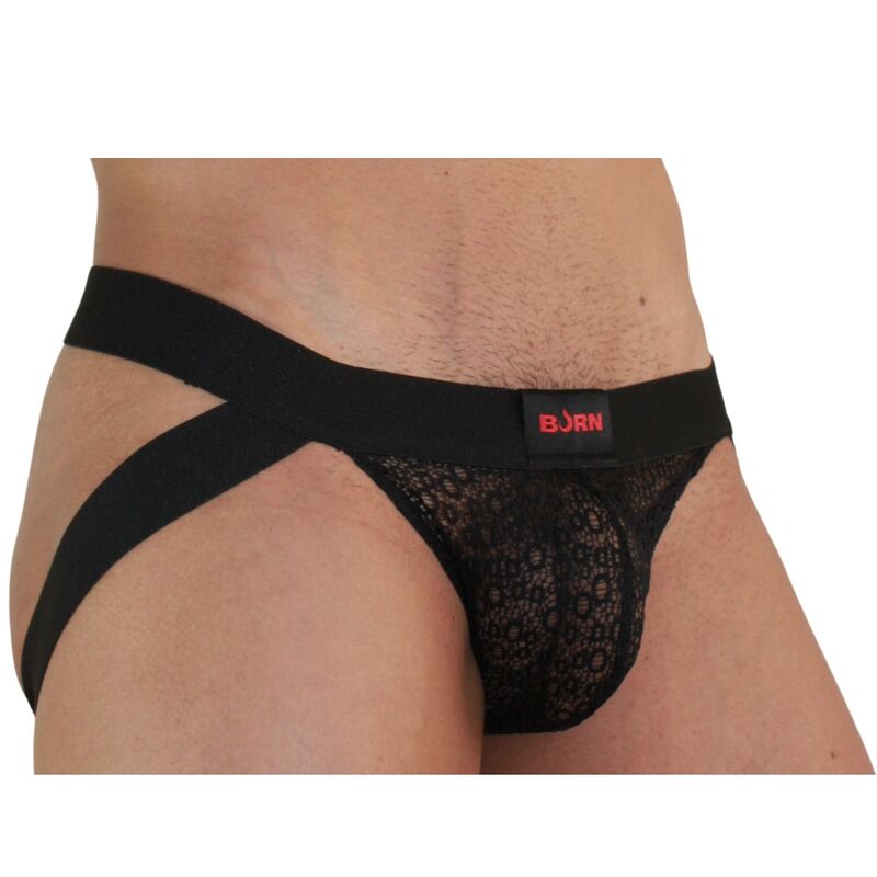 Jockstrap noir scintillant à transparences — BURN