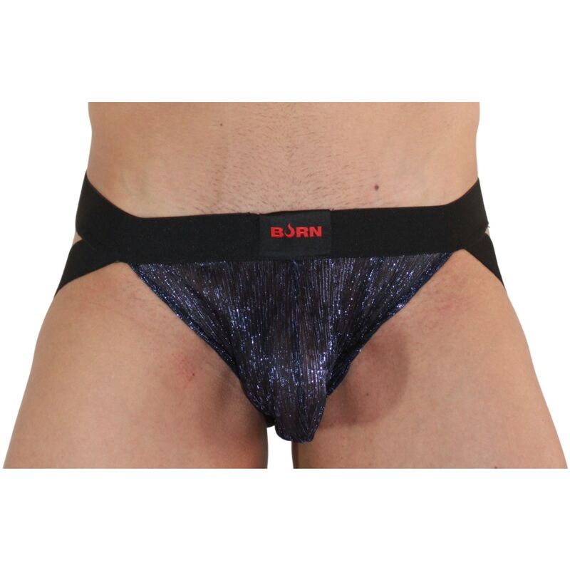 Jockstrap brillant deux tons bleu et noir — BURN