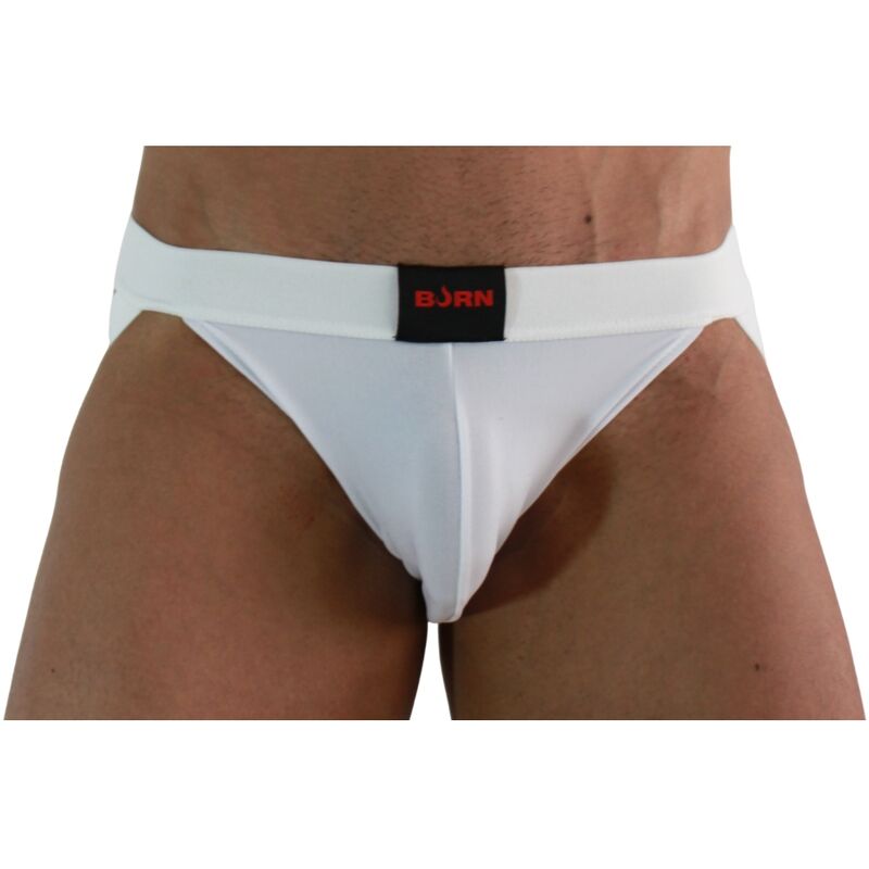 Jockstrap lycra blanc avec détails pailletés — BURN