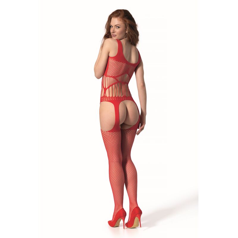 Body stocking résille imprimé rouge — PASSION WOMAN BODYSTOCKINGS