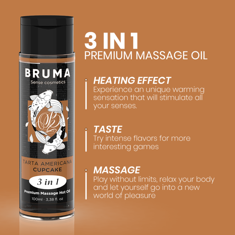 Huile de massage premium effet chaleur 3-en-1 saveur cupcake — BRUMA