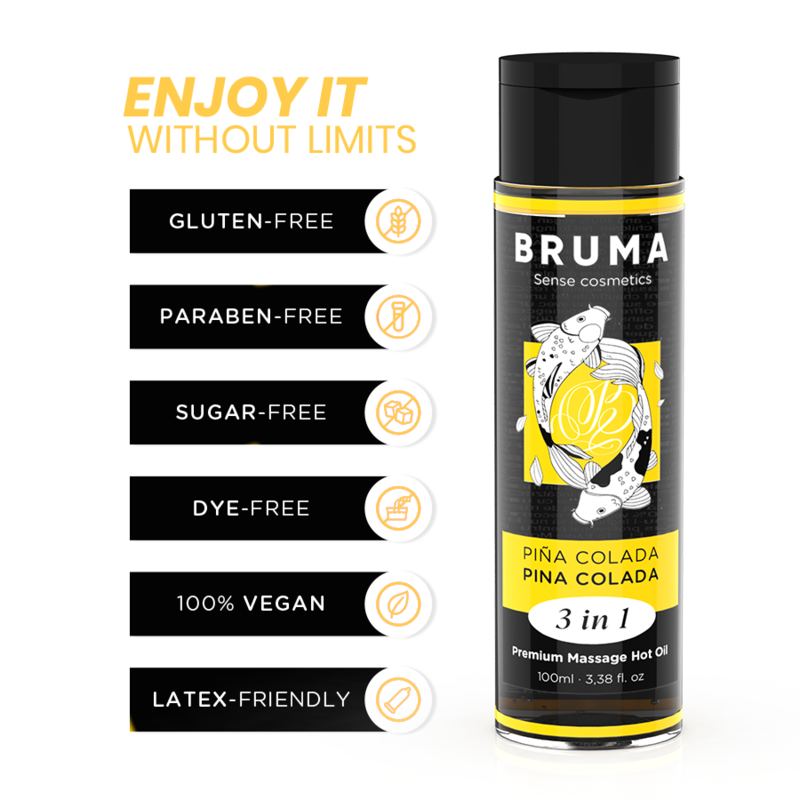Huile de massage premium effet chaleur 3 en 1, saveur pina colada — BRUMA