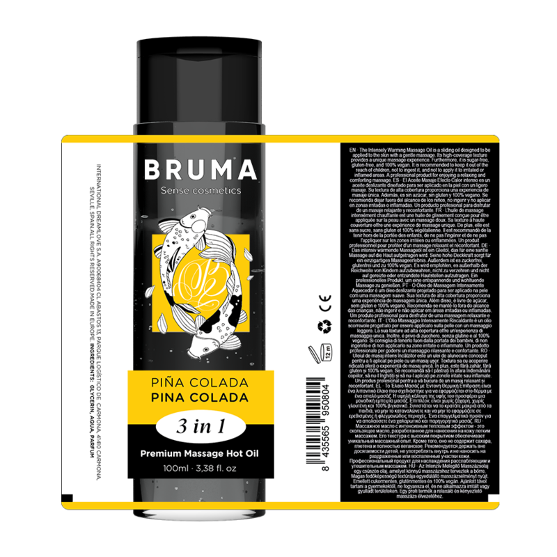 Huile de massage premium effet chaleur 3 en 1, saveur pina colada — BRUMA