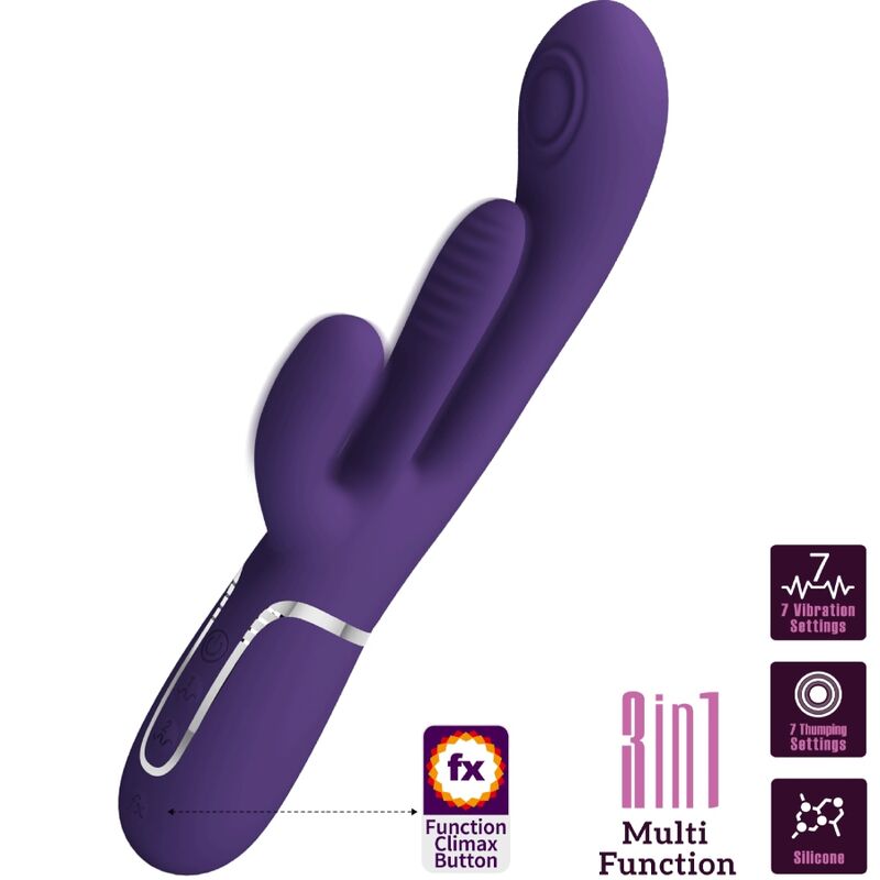 Vibromasseur lapin triple stimulation violet — PRETTY LOVE