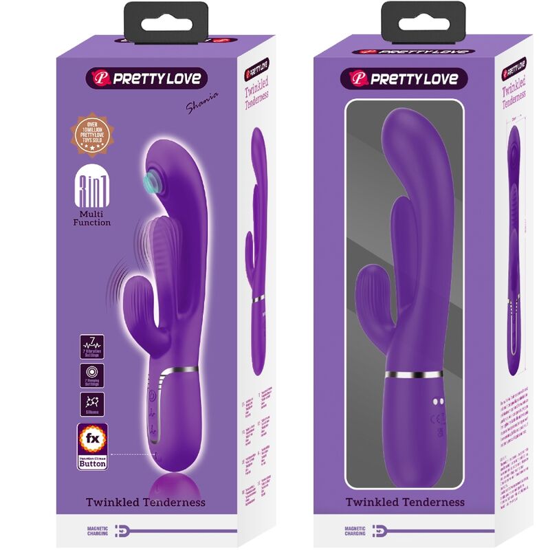 Vibromasseur lapin triple stimulation violet — PRETTY LOVE